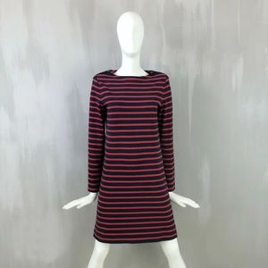 CÉLINE Paris CELINE RED NAVY BRETON STRIPED ZIPPED SHORT JUMPER DRESS Large